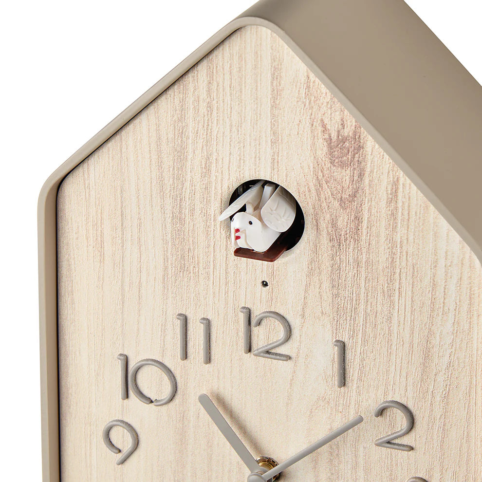 'QQ-UP' WALL CLOCK WITH PENDULUM "HOME" Wood Taupe