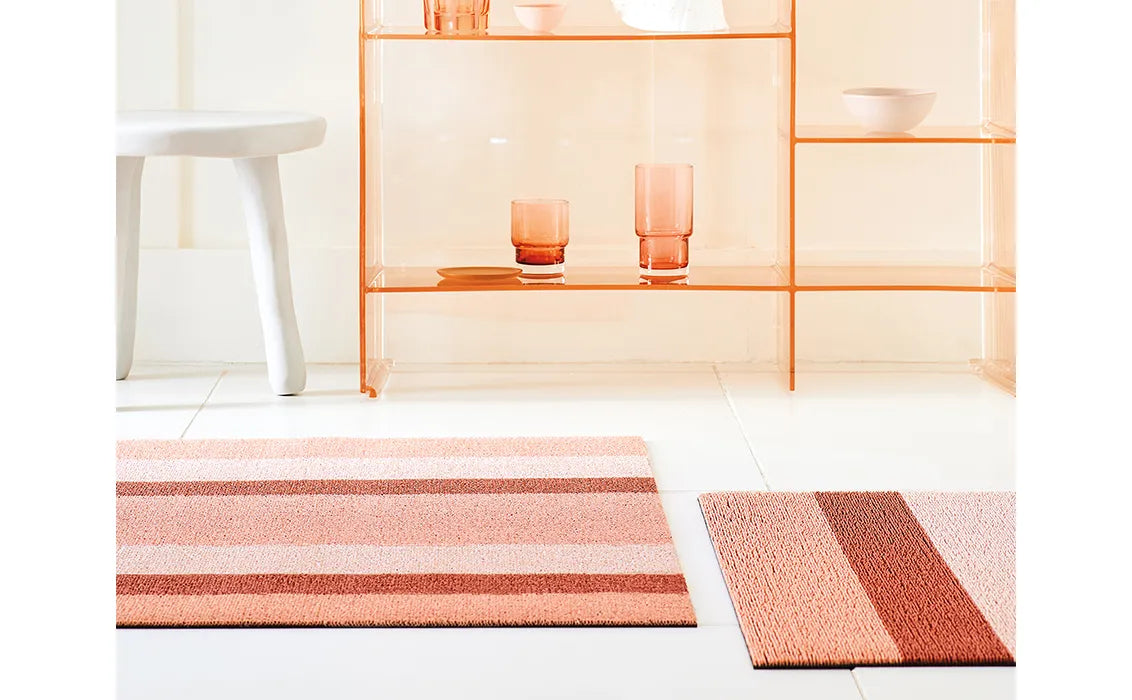 Shag Door Mat Bold Stripe -Peach 18"x28"