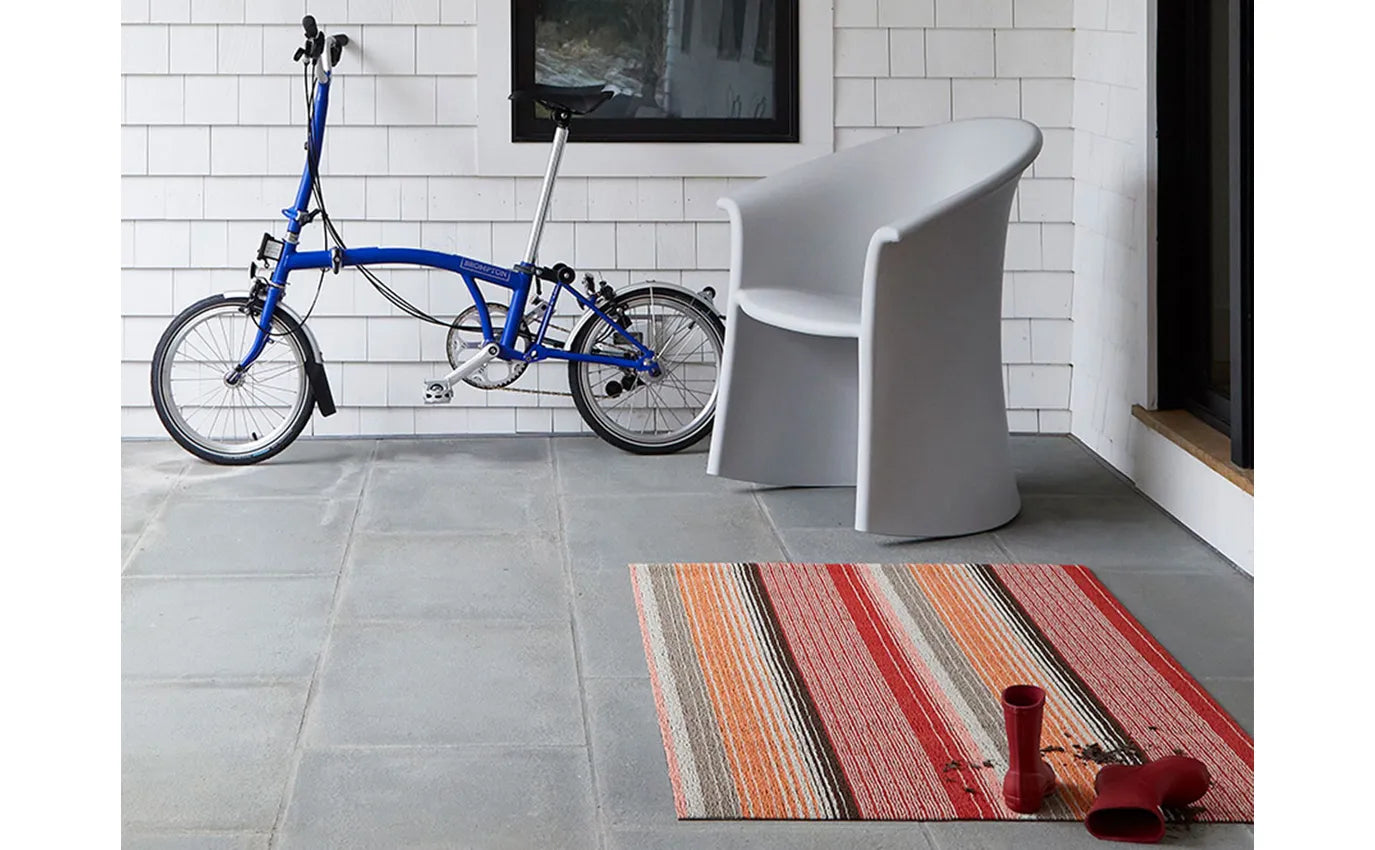 Shag Door Mat Pop Stripe -Paprika 18"x28"