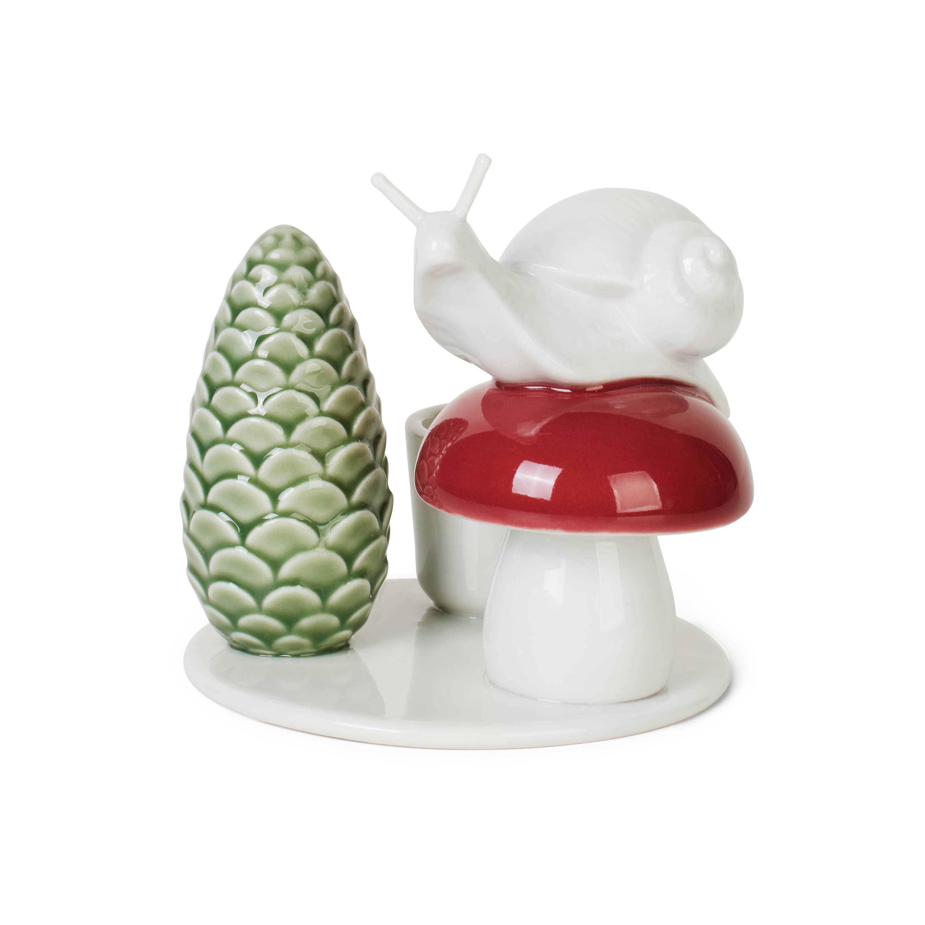 Winter Stories Snail & Mushroom candlestick