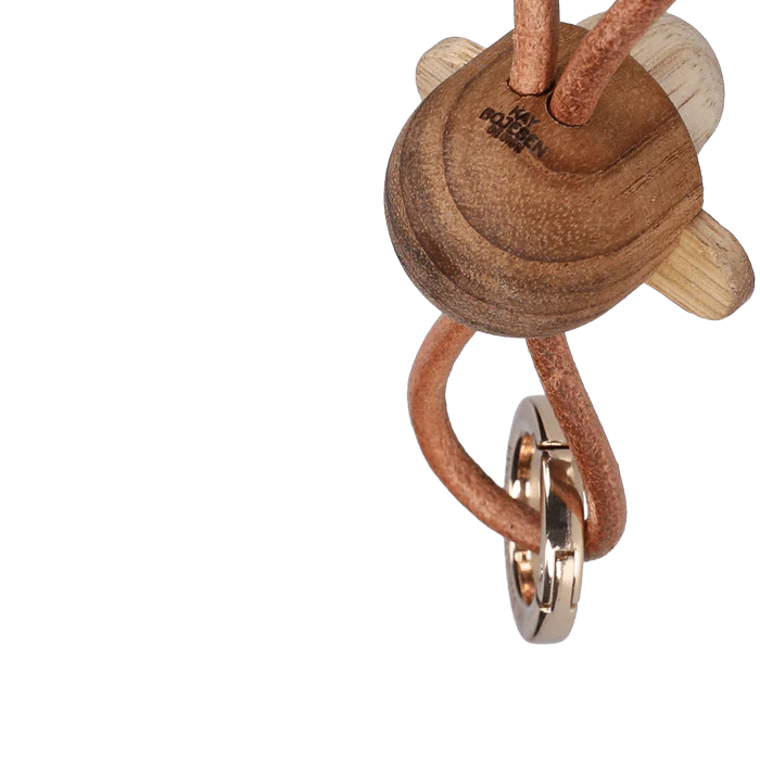 Kay Bojesen Monkey Keychain, Gold/Natural Leather