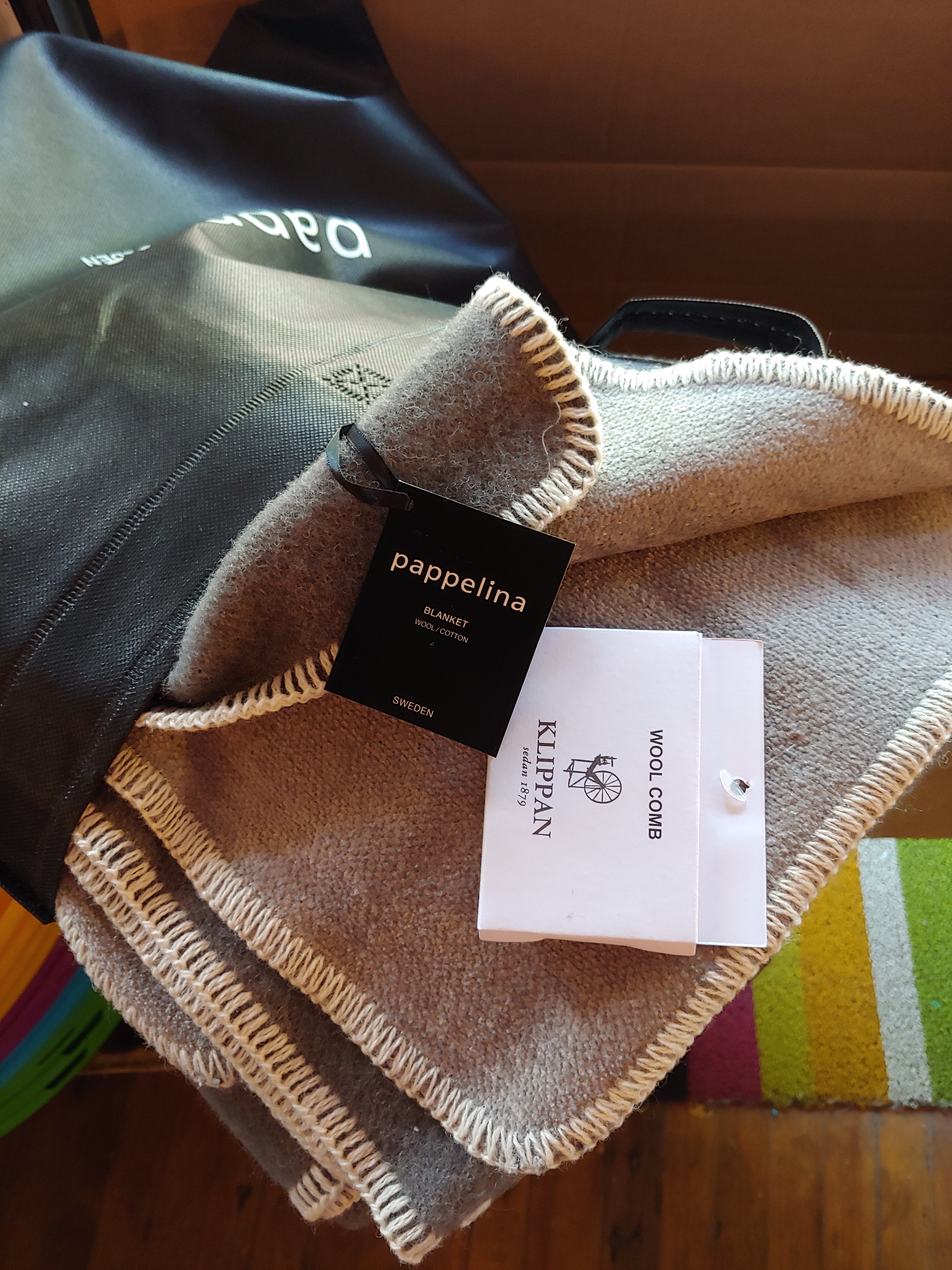 Blanket wool/cotton 140x200cm - YLVA Dark Grey