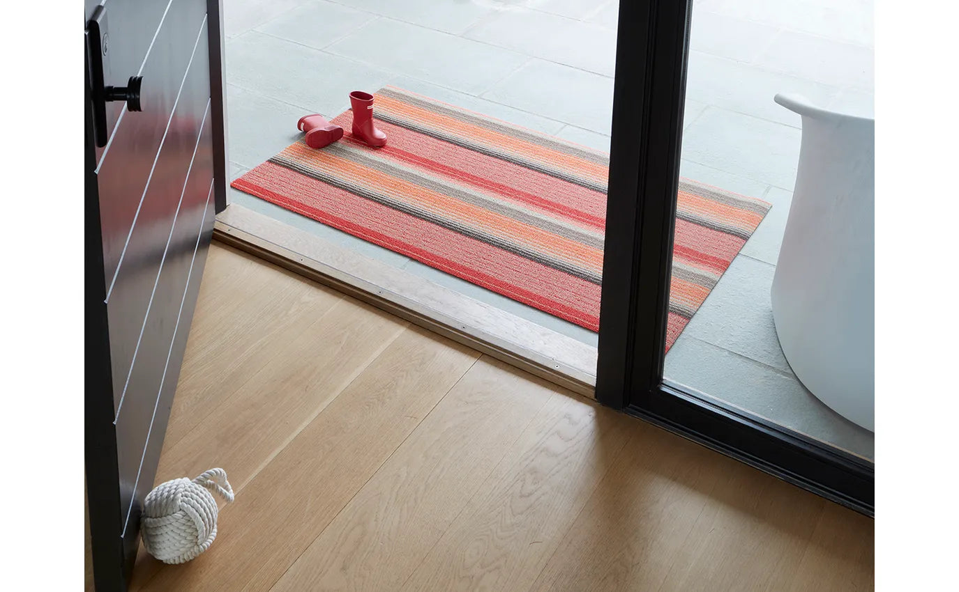 Shag Door Mat Pop Stripe -Paprika 18"x28"