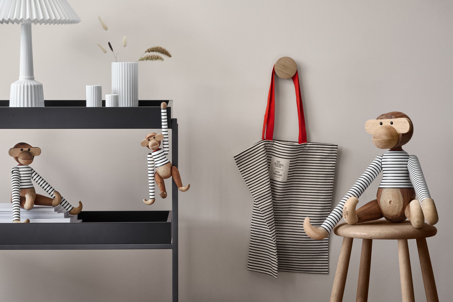 Kay Bojesen Monkey Small X MADS NØRGAARD -White / black