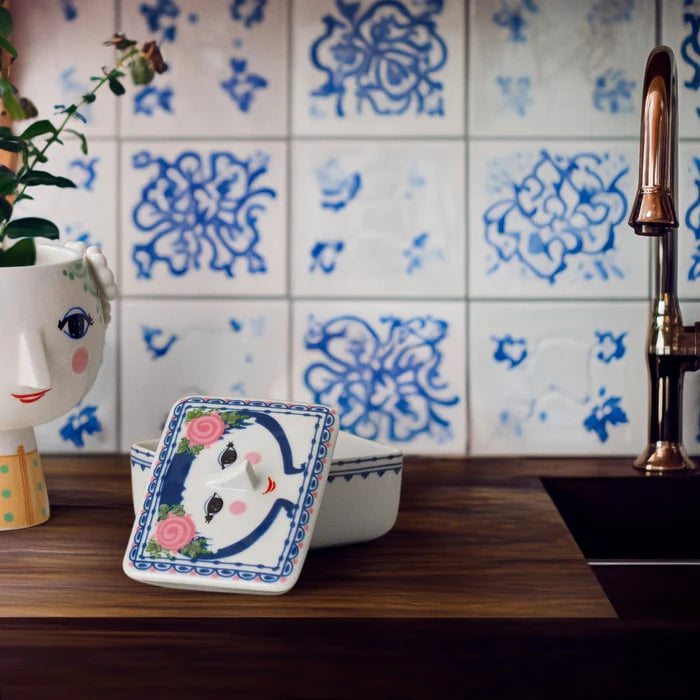 Dora Butter Dish H 3.1" Blue