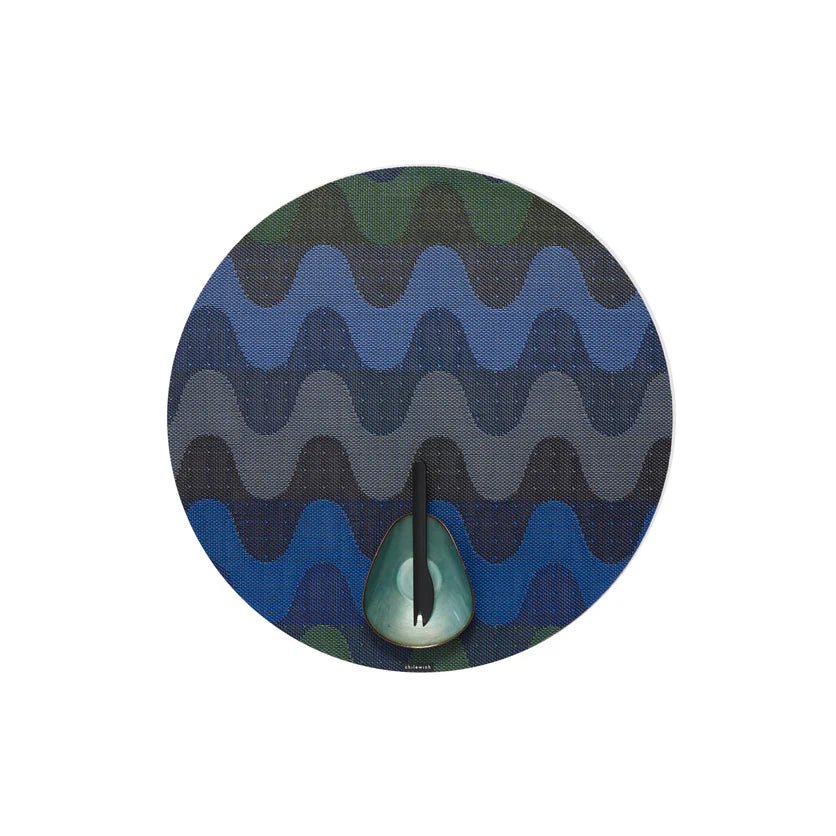 Chilewich Placemat Round 15" diam Wiggle - Deep Sea
