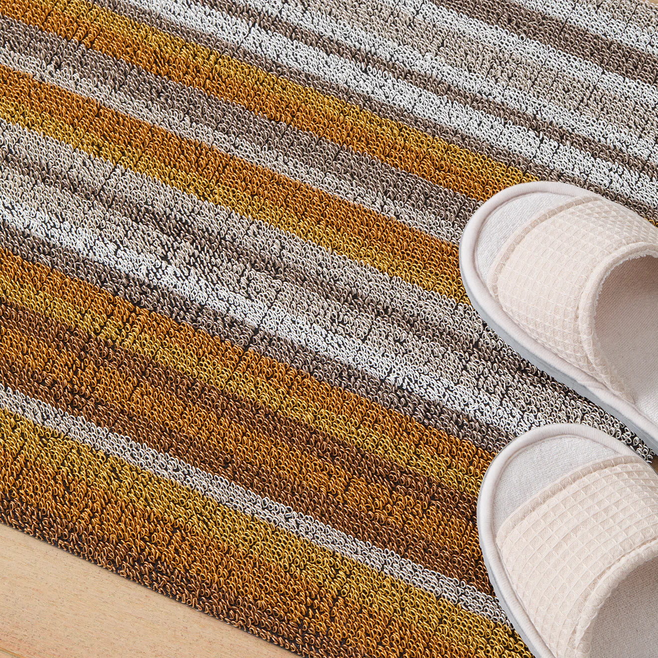 Shag Runner Mat Horizon Stripe Shag Mats - Desert 24"x72"