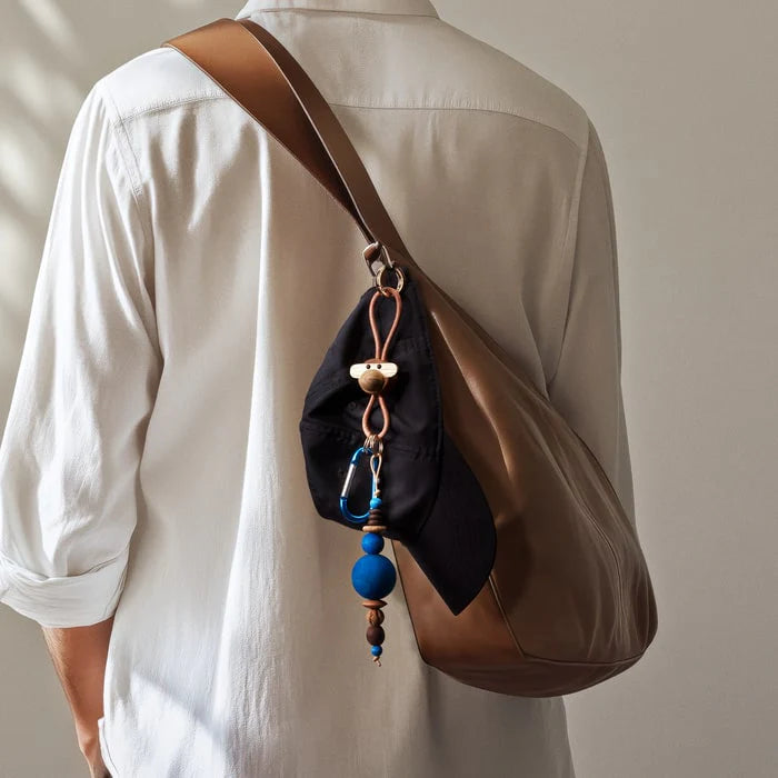 Kay Bojesen Monkey Keychain, Gold/Natural Leather