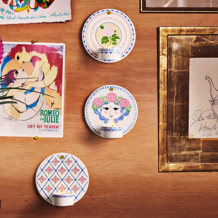 Dora Tealight Holder - Dia 5.1in blue harlequin