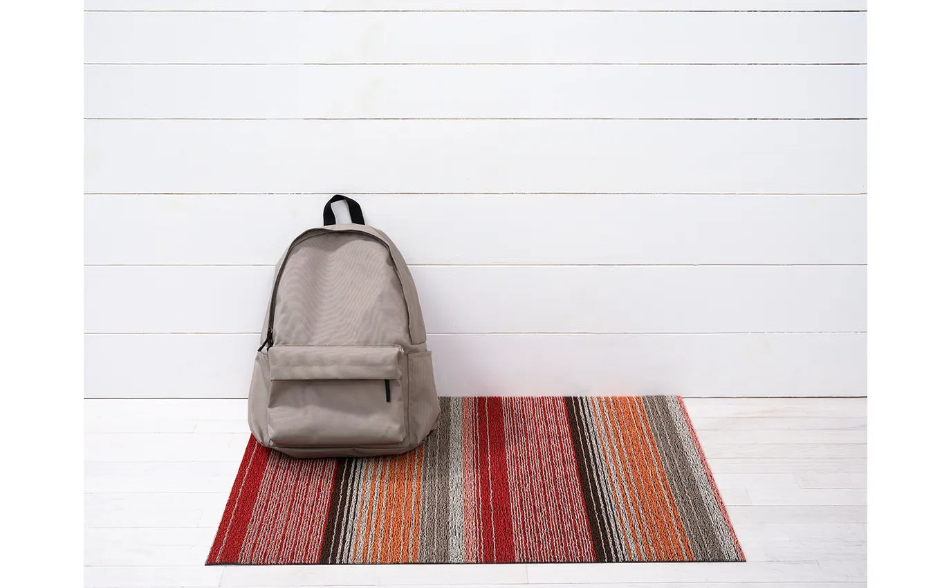 Shag Door Mat Pop Stripe -Paprika 18"x28"