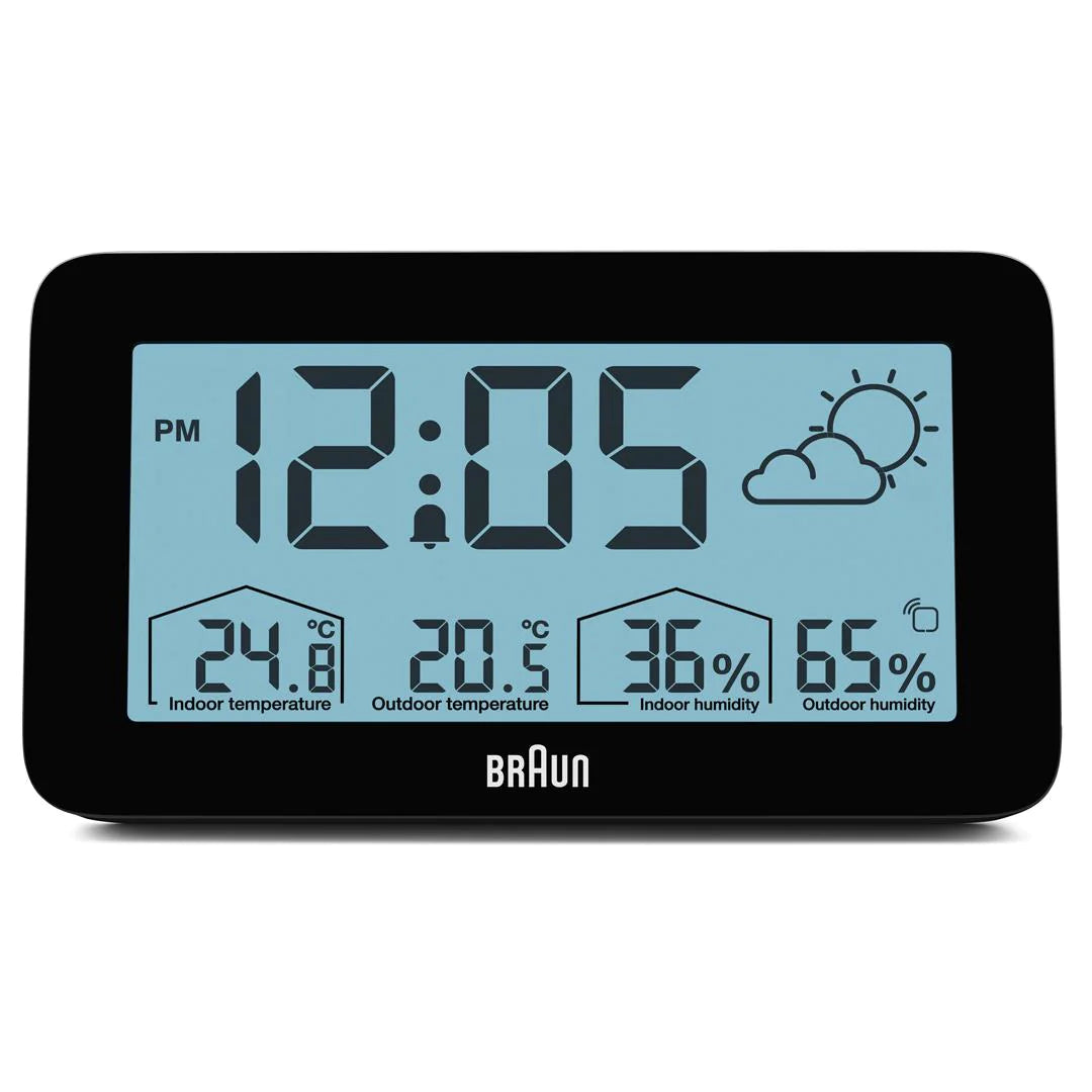 BC13BP Braun Digital Weather Station Clock - Black