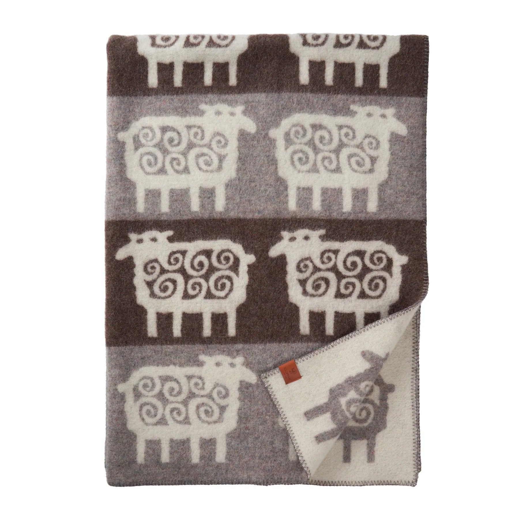Klippan wool blanket Sheep Stripe Wool Blanket Grey & Brown