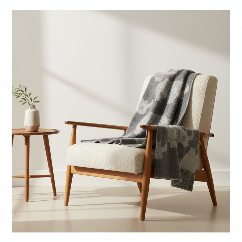 Blanket wool 130x180cm - Rhino Lisa Larson Grey