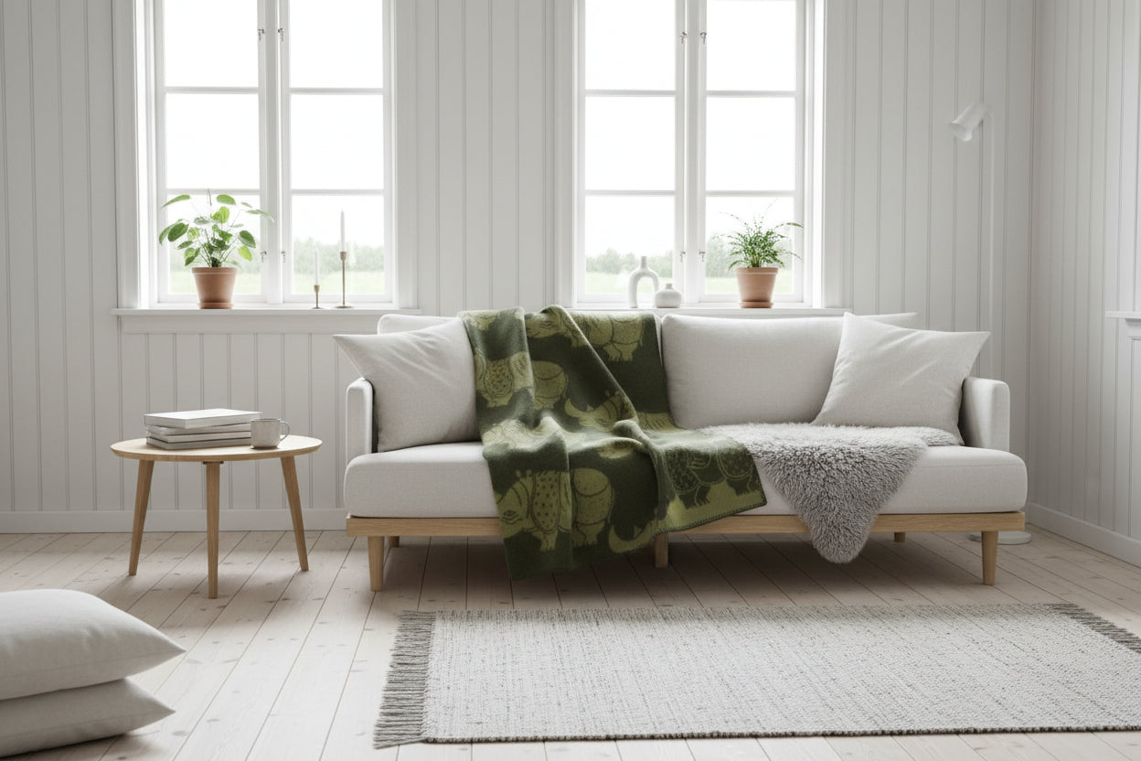 Blanket wool 130x180cm - Rhino Lisa Larson Green