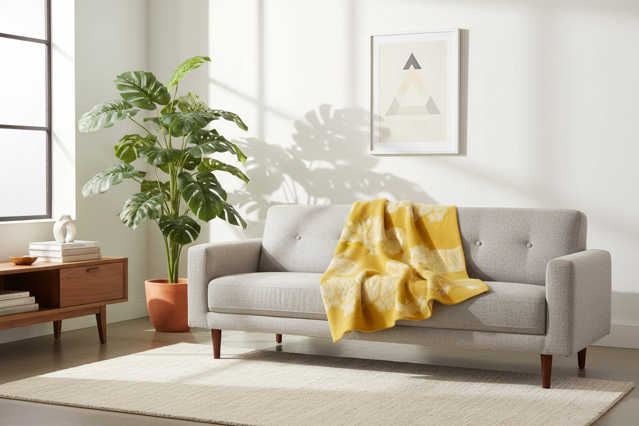 Blanket wool 130x180cm - Rhino Lisa Larson Yellow