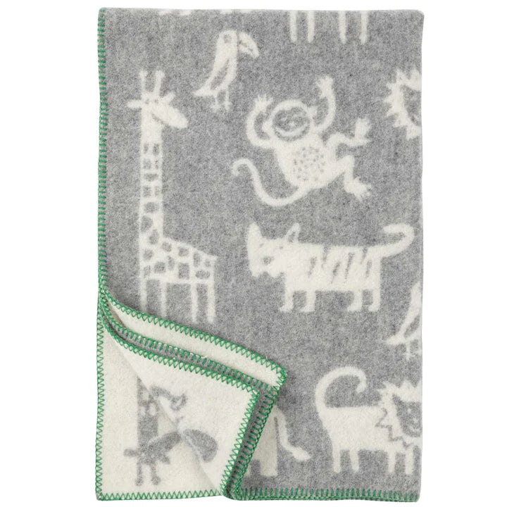 Blanket wool 90x130cm - Jungle Crib Blanket Grey