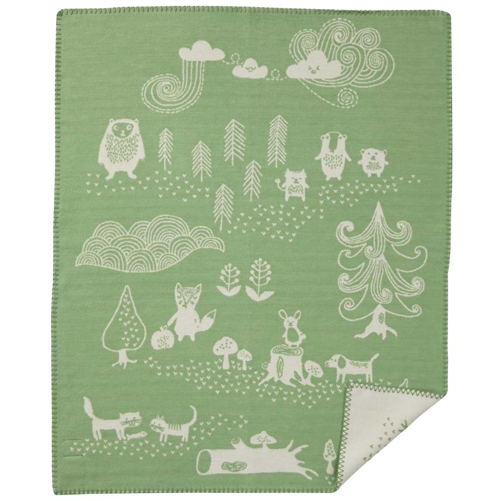 Klippan blanket 70 x 90cm. brushed organic cotton Little bear -Green