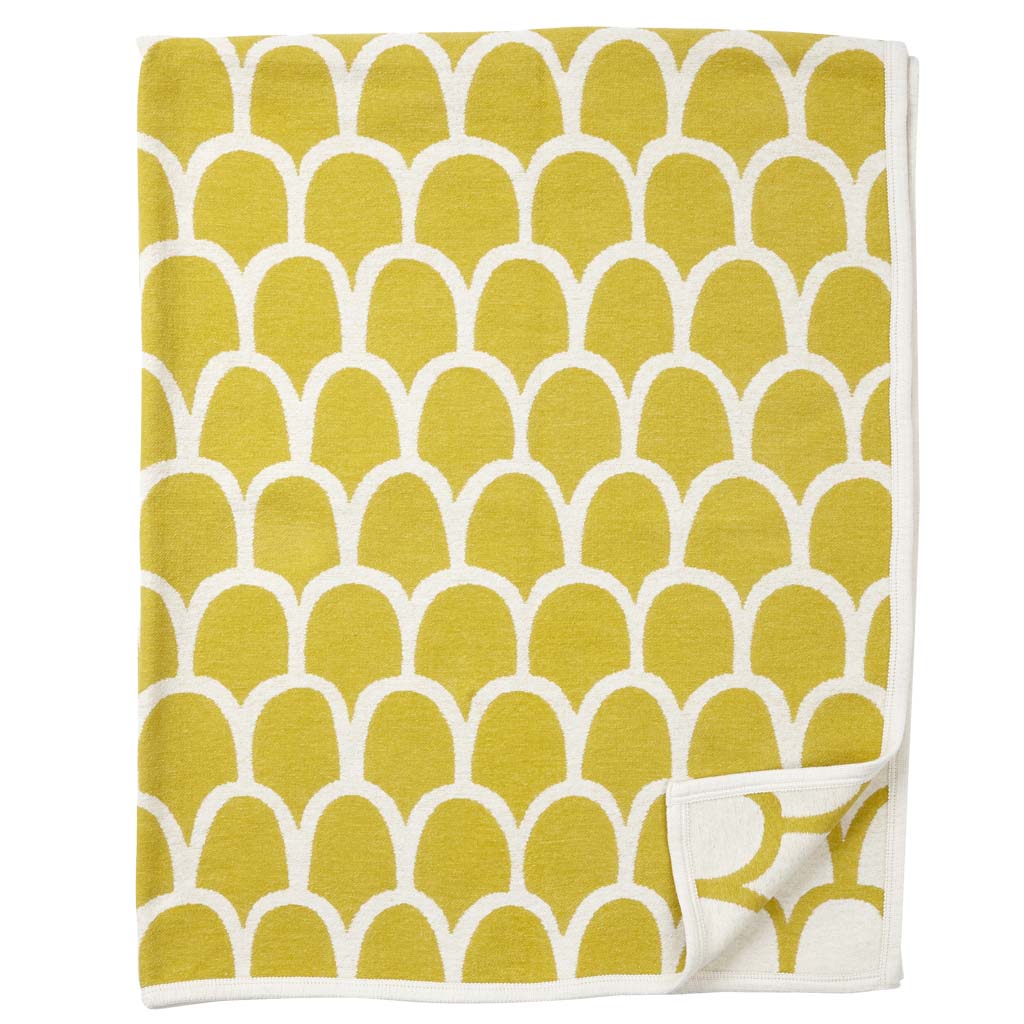 Blanket organic cotton chenille 140x180cm - Feathers Yellow