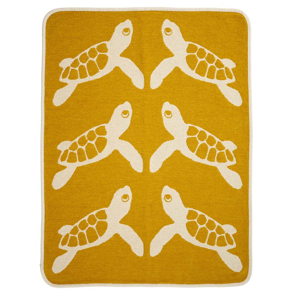 Klippan blanket 70 x 90cm. organic cotton chenille Turtle -Yellow