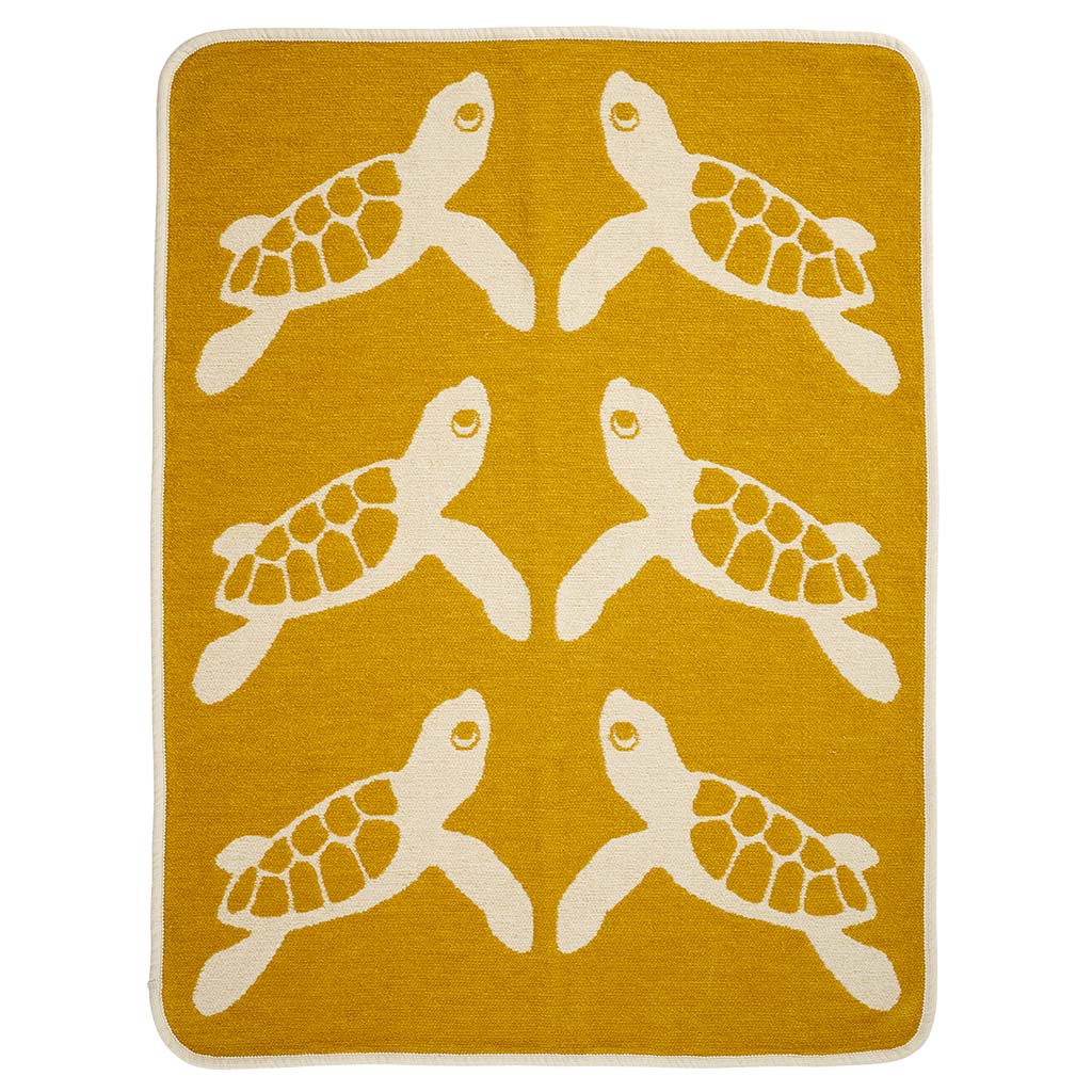 Blanket organic cotton chenille 70x90cm - Turtle -Yellow