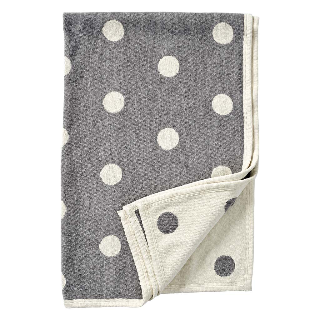 Blanket organic cotton chenille 140x180cm - Dots Grey