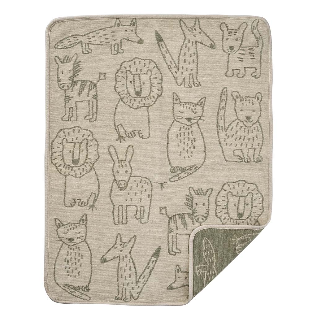 Blanket organic cotton chenille 70x90cm - Buddies -Khaki
