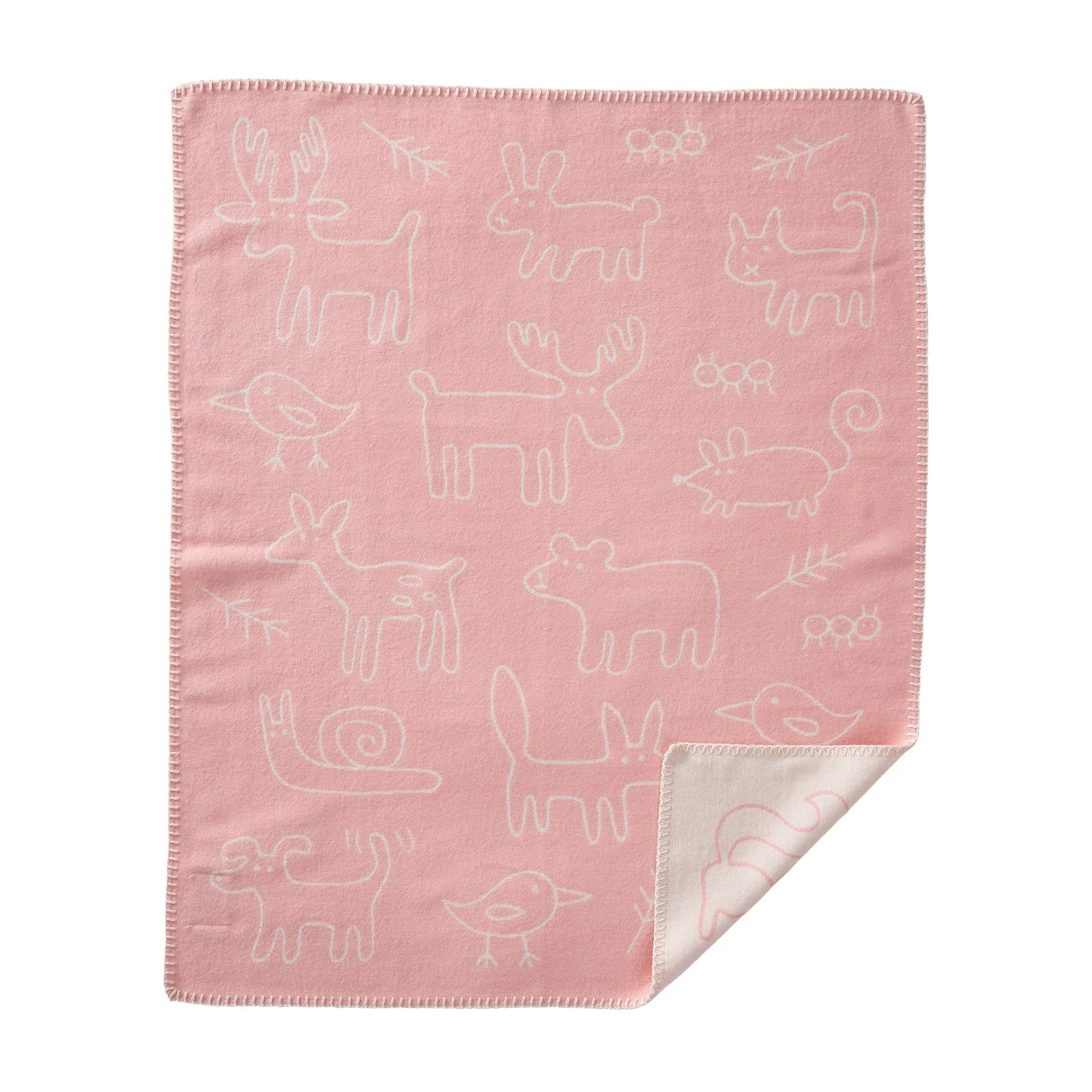 Blanket brushed organic cotton 70x90cm - IN THE WOODS - Pink