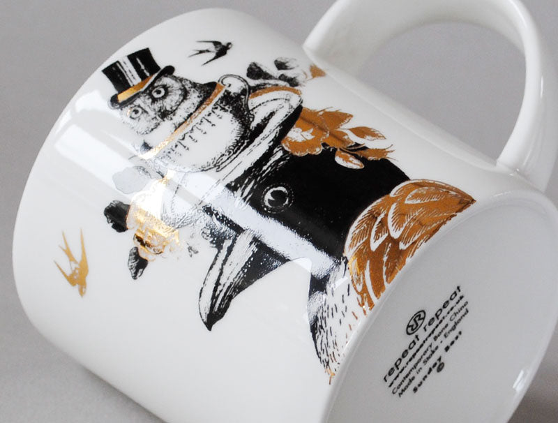 Sunday Best Penguins Bone China Mug White GOLD