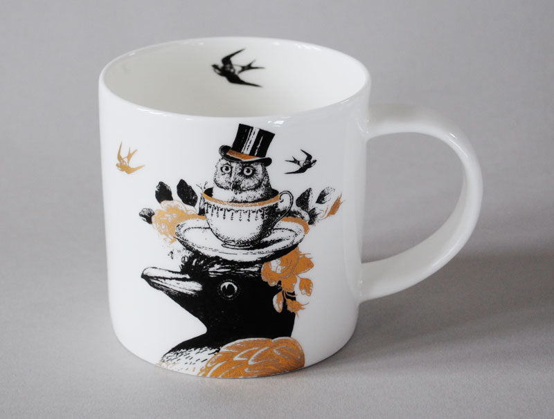 Sunday Best Penguins Bone China Mug White GOLD