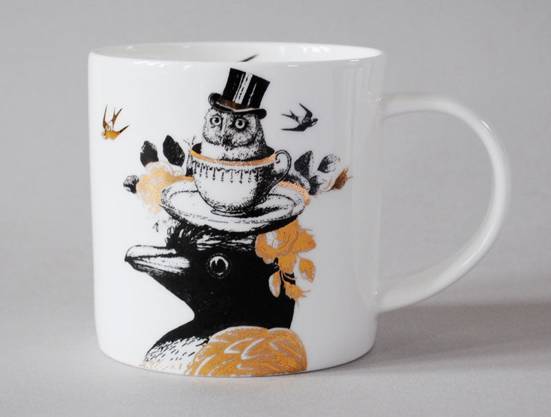 Sunday Best Penguins Bone China Mug White GOLD