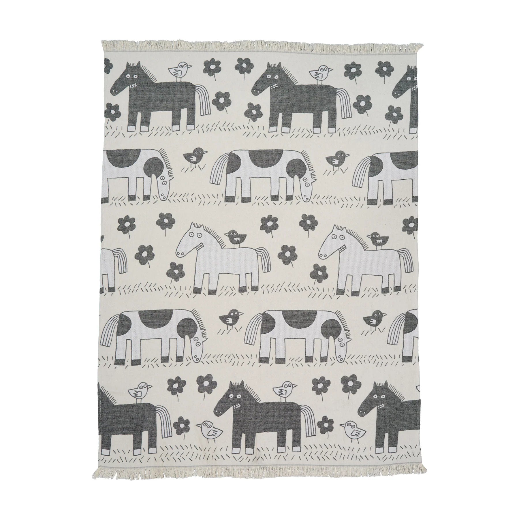 Blanket Horse Throw Black & White