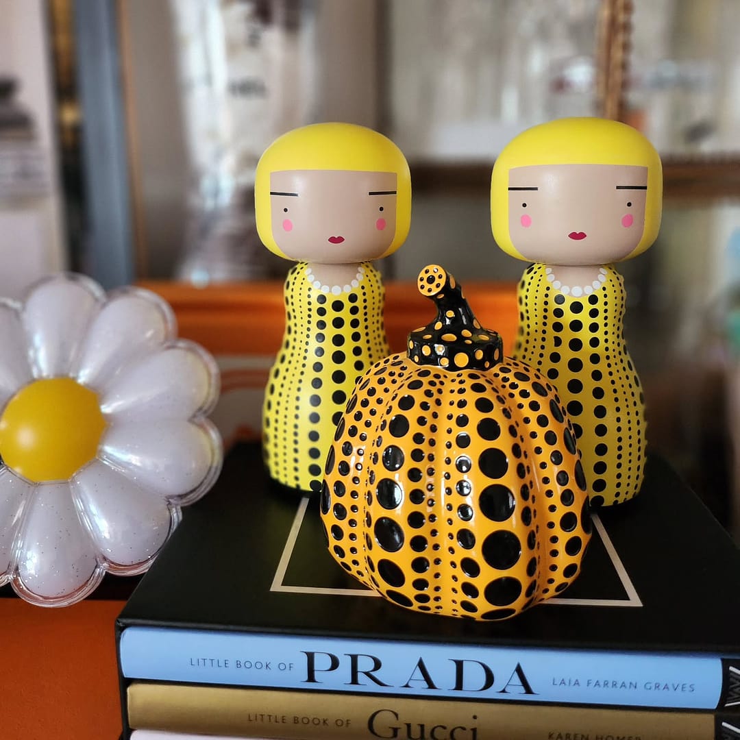 Kokeshi Doll by Sketch.Inc for Lucie Kaas Dot - Yellow Yayoi Kusama
