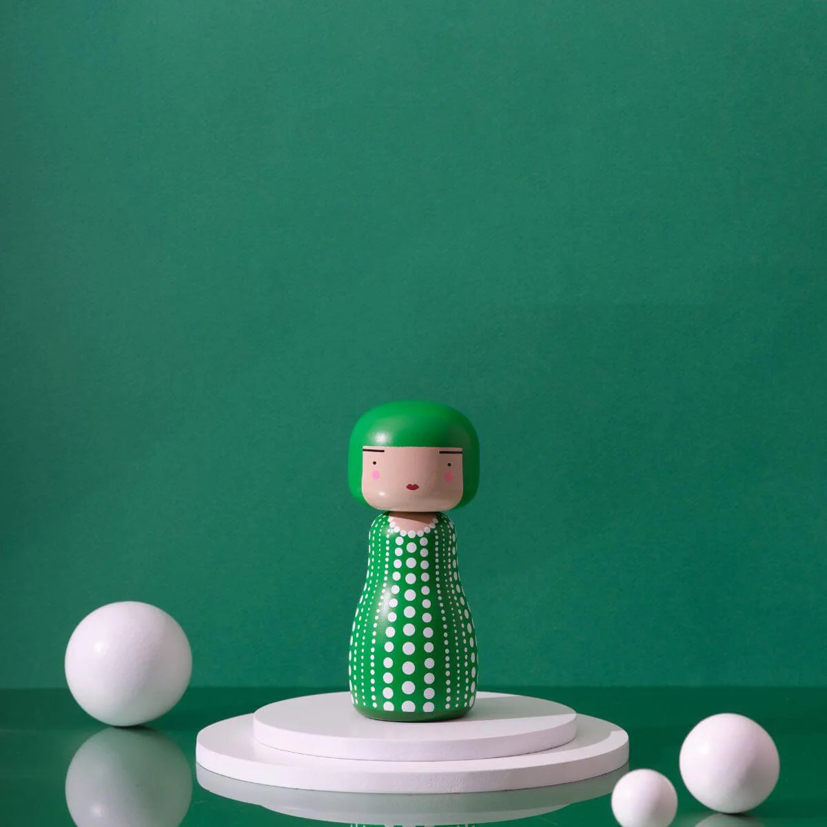 Kokeshi Doll by Sketch.Inc for Lucie Kaas - Dot Green Yayoi Kusama