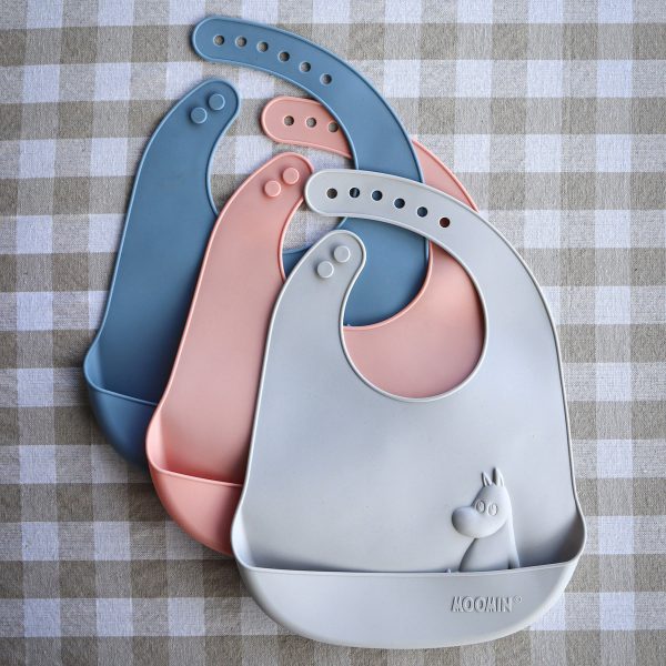 Moomin Silicone, Bibs, 2-pack, Easy Grey & Lovely Pink
