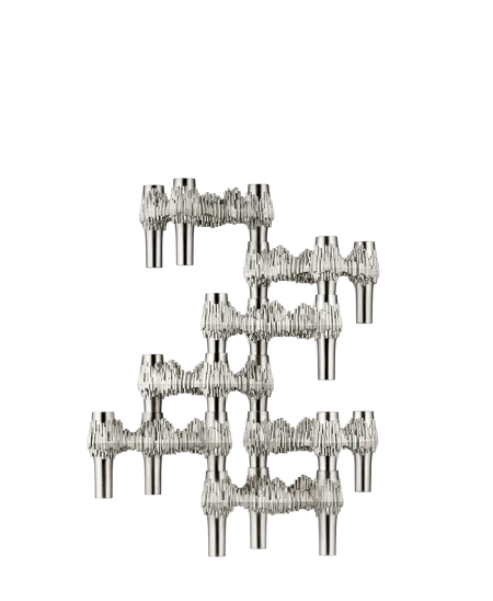 STOFF Nagel Quist Candle Holder, Brushed Chrome, Set of 3
