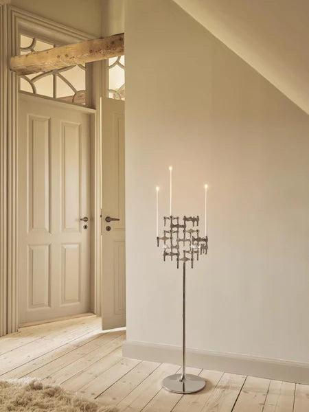 STOFF Nagel Quist Candle Holder, Brushed Chrome, Set of 3