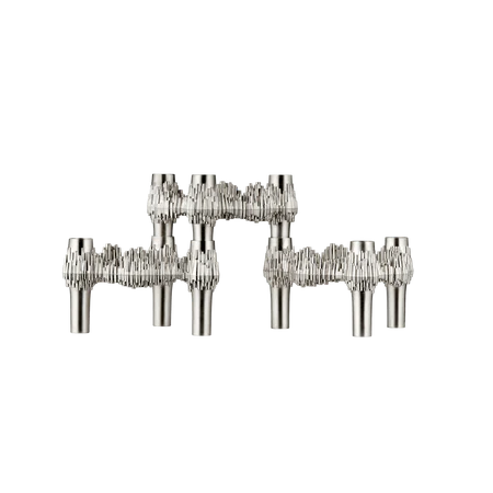 STOFF Nagel Quist Candle Holder, Brushed Chrome, Set of 3