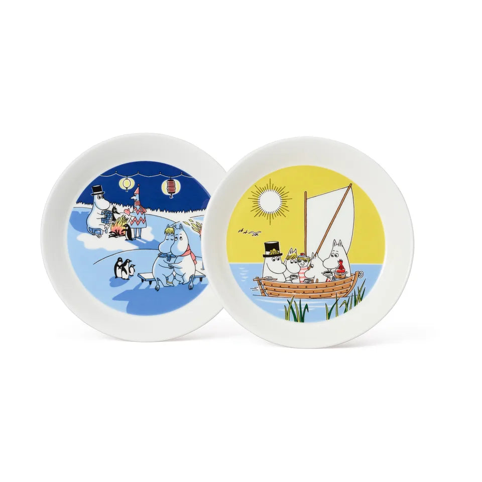 Moomin plate set Moomin Plate 2-pack, Sailing & Winter bonfire - Ø19 cm