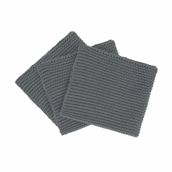 WIPE PERLA Set of 3 Dishcloths  25 x 25 cm - Sharkskin