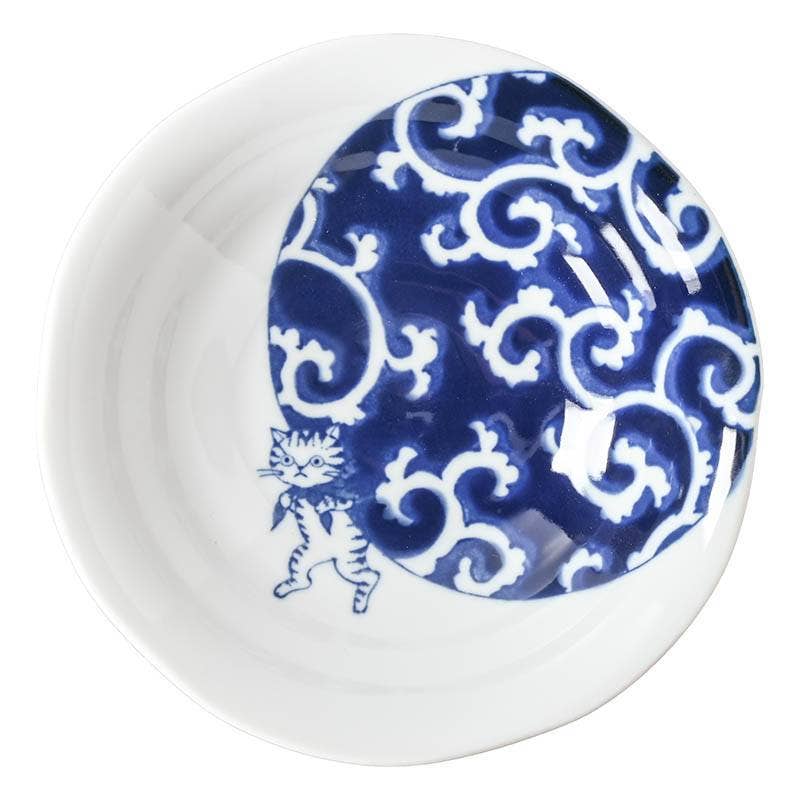 Cat Shichita Someneko 16.5cm Plate - Karakusa