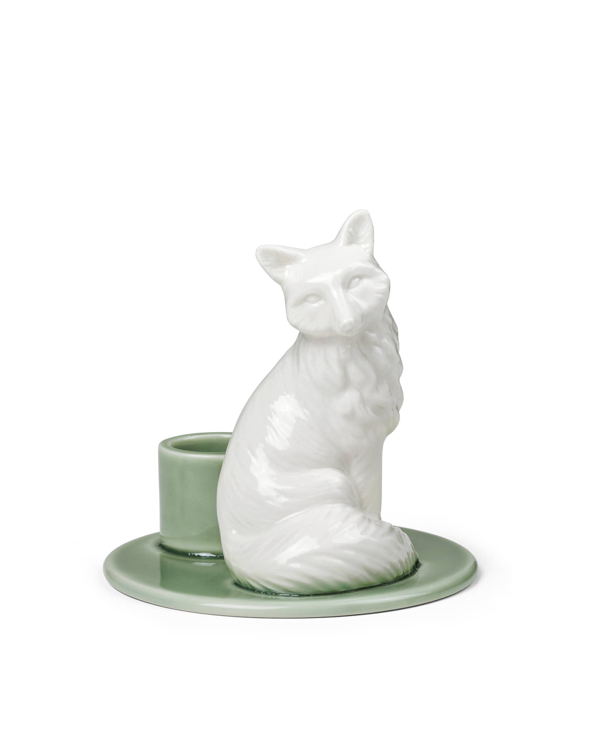 Sweet Stories Large Fox Candlestick, Spruce