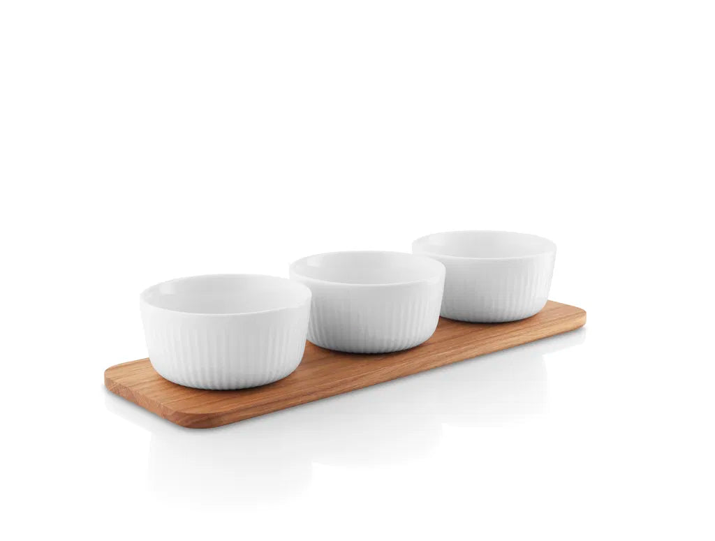 Snackset 3 bowls+dish oak Nova