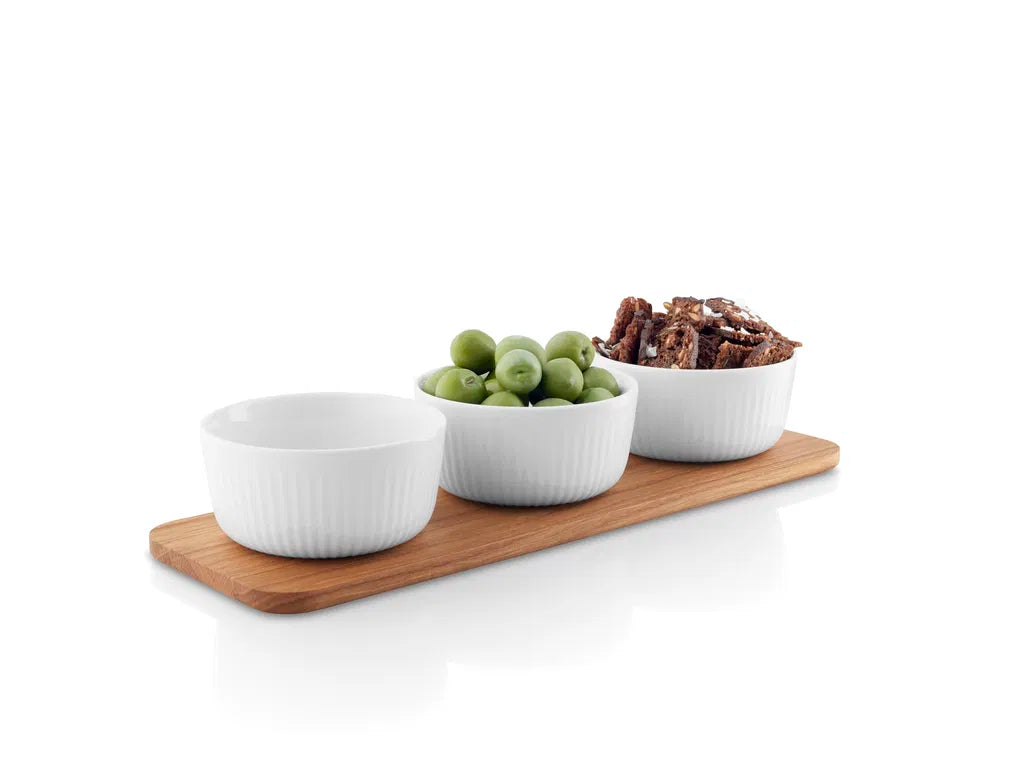 Snackset 3 bowls+dish oak Nova