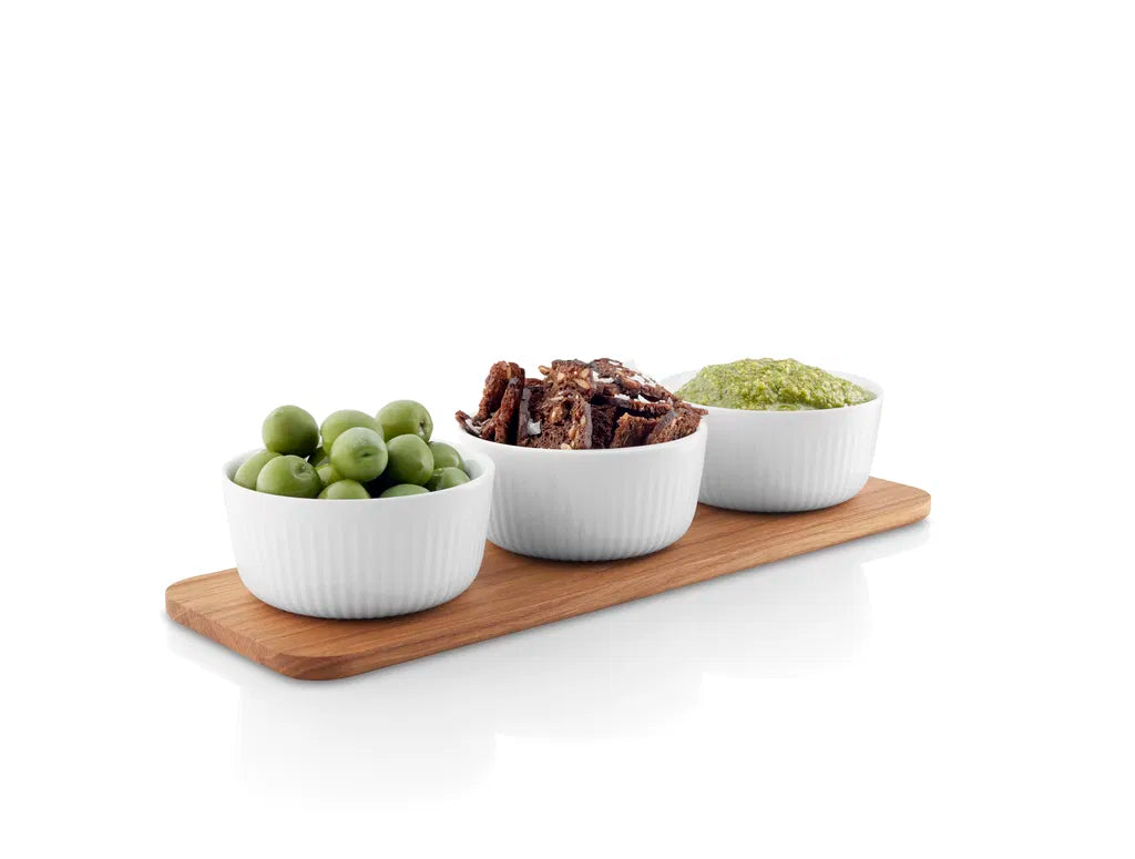 Snackset 3 bowls+dish oak Nova
