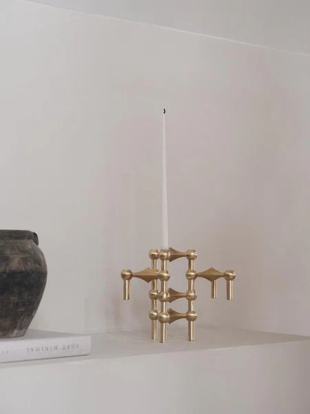 STOFF Nagel Candle Holder, Brushed Brass