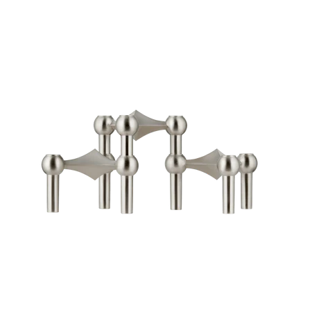 STOFF Nagel Candle Holder, Brushed Chrome, Set of 3