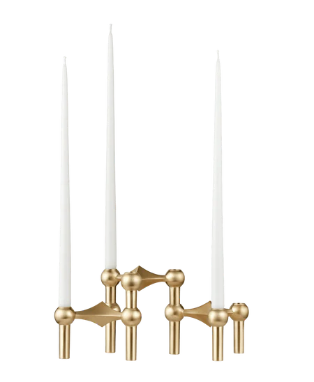 STOFF Nagel Candle Holder, Brushed Brass, Set of 3