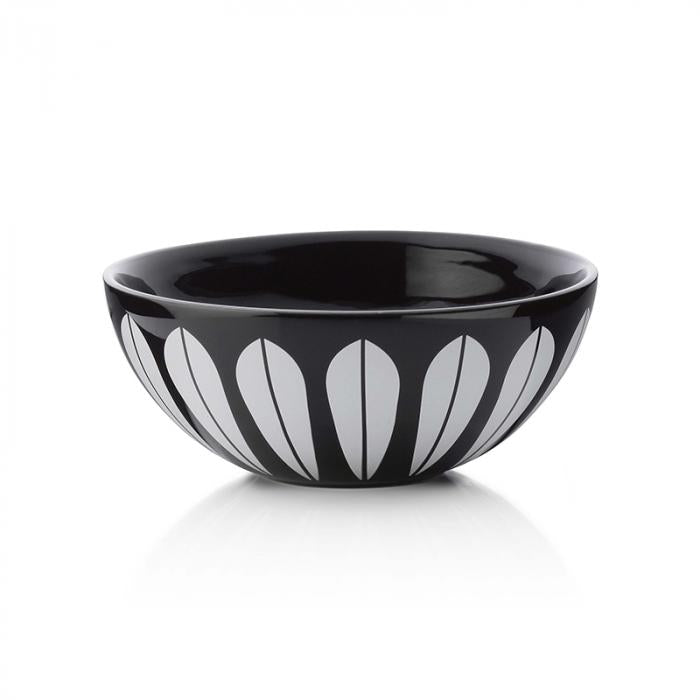 Lotus I Bowl -24cm Black ceramic bowl with white lotus pattern