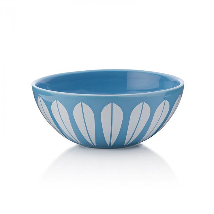 Lotus I Bowl -24cm Blue ceramic bowl with white lotus pattern