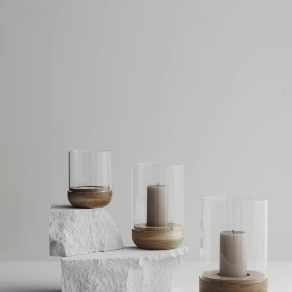 LANTO Lantern Hurricane Lamp, Medium Oak